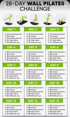 the 28 - day wall plate challenge is shown in green and has instructions to do it