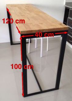 the height of a table is shown with measurements for each piece in front of it