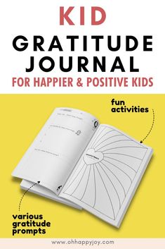 an open book with the title kid gratitude journal for harper and positive kids