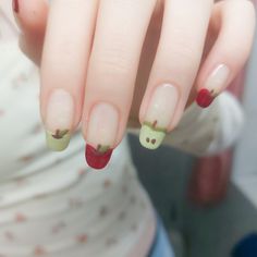 Apple nails Fiona Apple Nails, Orange Blossom Nails, Apple Pie Nails, Apple Nails Design, Apple Nail Art, Apple Nails, Rotten Apple, Funky Aesthetic, Really Cute Nails