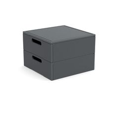 a gray box sitting on top of a white surface