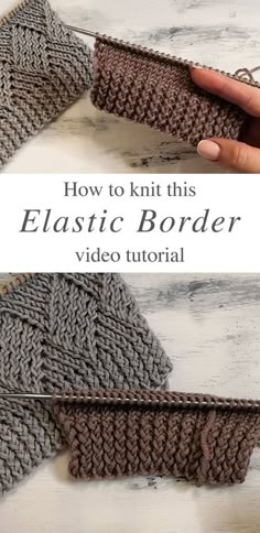 two photos showing how to knit this elastic border