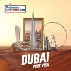 an advertisement for a travel company with the image of a desert scene and a ferris wheel