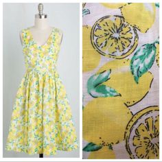 Never Worn Fit & Flare Dress By Everly, Size Medium. Beautiful Lemon Print With Pockets And Exposed Zipper In Back. Fully Lined. Linen/Cotton. Nwot, No Flaws. Cotton Lemon Print Dress For Garden Party, Yellow Cotton Midi Sundress, Cotton Retro Dress For Brunch, Retro Cotton Dress For Brunch, Yellow V-neck Sundress For Garden Party, Vintage Cotton Dress For Brunch, V-neck Lemon Print Summer Dress, Lemon Print V-neck Summer Dress, Summer V-neck Lemon Print Dress