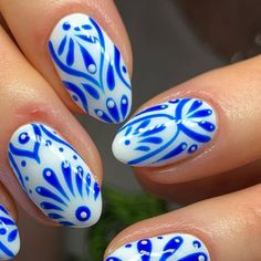 463 likes, 30 comments - sweet.as.hell.nails on February 3, 2022: "Greek tiles using @the_gelbottle_inc Daisy & Electric Blue ⚡️ Hydrated with @nafprofessiona..." Greek Nails Designs Blue, Greek Summer Nails, Greek Nails Designs, Cabo Nails, Porcelain Nails, Greek Nails, Greek Tiles, Greece Nails