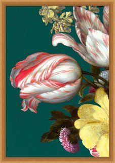 a painting of flowers and candy canes on a green background