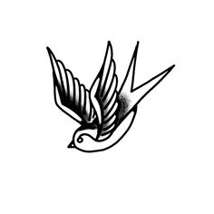 a black and white drawing of a bird flying