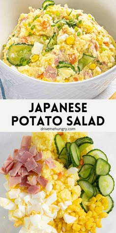 japanese potato salad with cucumbers and ham