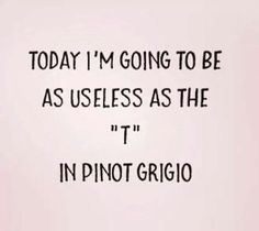 a quote that reads today i'm going to be as useful as the t in pinot grigio