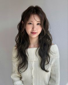 Asian Wavy Haircut, Subtle Perm, Layered Hair Perm, Korean Perm Long Hair, Korean Wavy Perm, Brown Hair Perm, Perm Layered Hair, Asian Hair Perm, Curly Asian Hair