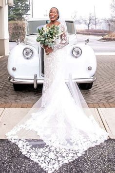 Glamorous bride with lace long sleeves wedding dress and long cathedral veil | Click on the link to see more New Jersey luxury wedding ideas and New York Event planning inspiration on JP Events and Design Long Cathedral Veil, Luxury Wedding Ideas, Long Sleeves Wedding Dress, Planning Party, Event Planning Inspiration, Sleeves Wedding Dress, Events Planning, Long Sleeve Wedding Dress Lace, Wedding Event Design