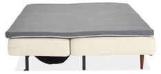 an image of a mattress with no sheets on it's back legs and feet