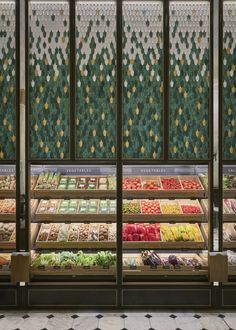 a display case filled with lots of different types of food