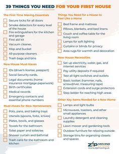 the 25 things you need for your first house checklist is shown in this image