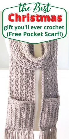 the best christmas gift you'll ever crochet free pocket scarf is on display