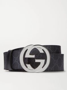 The instantly recognisable interlocking 'GG' buckle on this Gucci belt hails back to the '80s, and has become one of the brand's most-loved signatures. It's been made in Italy from durable coated canvas that will complement most items in your wardrobe. Mens Gucci Belt Outfit, Gucci Outfit Men, Mens Gucci Belt, Gucci Belt Outfit, Trendy Belts, Gucci Collection, Bling Belts, Belt For Men, Luxury Belts