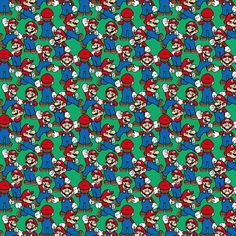 an image of mario and luigi's friends in the same pattern on this green background