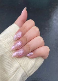 Her Nails, Almond Acrylic Nails, Star Nails, Pink Acrylic Nails, Dream Nails, Fire Nails, Funky Nails, Pretty Acrylic Nails