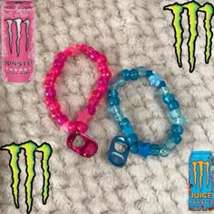 Stuff To Make Out Of Monster Cans, 4 Matching Bracelets, Kandi Matching Bracelets, Kandi Inspo Single, Emo Bracelet Ideas, Emo Kandi Bracelets, Scene Bracelets Ideas, How To Make Kandi Bracelets, Bracelet Ideas Matching