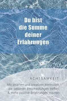 the cover of a book with water in it and words above it that read, du bist die summer der erfahrungen