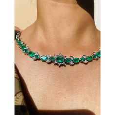 This is part of Chairish’s Fine Jewelry assortment.  Emerald Necklace in 18K Gold studded with oval and pear cut emerald pieces and diamonds. Accessorize your look with this elegant emerald beaded necklace. This stunning piece of jewelry instantly elevates a casual look or dressy outfit. Comfortable and easy to wear, it is just as exquisite worn alone or layered with other charms for a modern fashion statement.  PRODUCT DETAILS :-  > Material - 18K white Gold  > Gemstone - Emerald  > Gemstone We Beaded Studs, Beads Choker Necklace, Beads Choker, Diamond Choker Necklace, Half Bezel, Outfit Comfortable, Dressy Outfit, Metal Choker, Diamond Choker