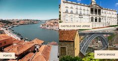 there are many different buildings along this river and the bridge is built on top of it