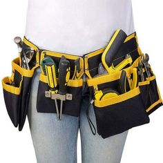 Introducing the Work Apron Pro Tool Belt for Men, an exceptional blend of functionality and durability specifically tailored for the modern handyman, carpenter, or construction professional. This heavy-duty tool holder belt is meticulously crafted to streamline your workflow and keep your tools organized at arms reach, ready for action whenever you need them. The tool belt features a multi-pocket design that caters to various tools and accessories, including nails, screws, pliers, hammers, measu Electrician Tool Bag, Tools Packaging, Rolling Tool Box, Belt Storage, Tool Belts, Diy Essentials, Electrician Tools, Utility Pouch, Tool Box Storage