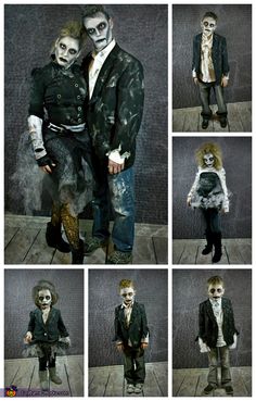 several photos of people dressed up as zombies