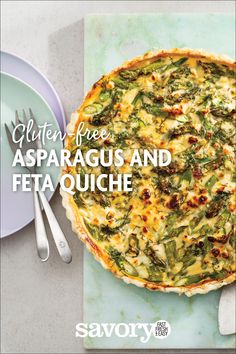 the cover of savory free asparagus and feta quiche is shown