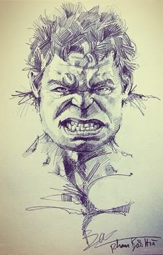 a drawing of a man with his mouth open