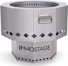 an inoxstage fire pit is shown with the words instagrame on it