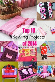 the top 10 sewing projects of 2014 are featured in this collage, including handbags and purses