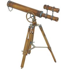 an old wooden telescope on a tripod