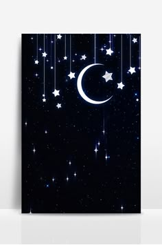 a night sky with stars and a crescent