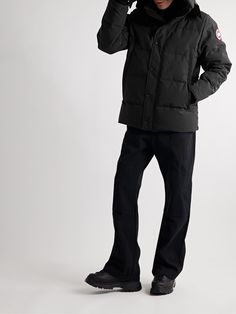 Canada Goose's 'Wyndham' down parka is designed for optimal warmth during outdoor adventures. Made from water-resistant Artic Tech®, it's cut for a slim-fit and topped with ribbed cuffs to help trap heat. The removable hood allows for weather-dependent modifications, while an assortment of pockets provide plenty of space for your gloves, goggles and other winter essentials. Canada Goose Vest Outfit, Canada Goose Vest, Canada Goose Wyndham Parka, Vest Outfits Men, Mens Parka Jacket, Canada Goose Parka, Canada Goose Mens, Mens Parka, Outdoor Jacket