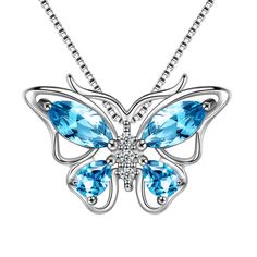 PRICES MAY VARY. ♥Butterfly Necklace Design♥:The butterfly pendant design features the love of flying with each other, and staying with your partner for a lifetime. Wearing a butterfly necklace expresses the yearning for freedom and also entrusts the hope for the future. ♥Material♥:Comes in genuine Hypoallergenic 925 sterling silver and AAA+ Cubic Zirconia,tarnish-resistant then can't be faded in a long time.Nickel free,lead free,cadmium free,safe for sensitive skin to wear on your neck. ♥Butter Silver Butterflies, Pet Memorial Necklace, Aquamarine Birthstone, Cuff Bracelets Handmade, Urn Pendant, Urn Jewelry, Urn Necklaces, Butterfly Pendant Necklace, Memorial Necklace