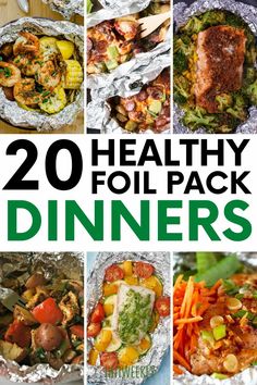 20 healthy foil pack dinners with text overlay