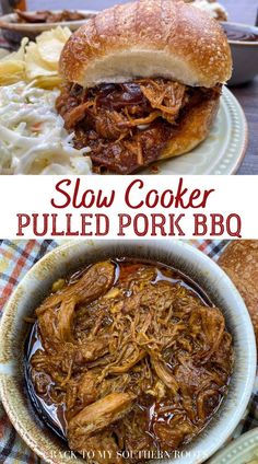 slow cooker pulled pork bbq in a bowl