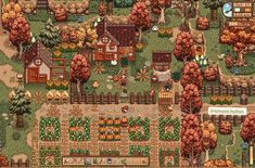 an image of a farm map with lots of trees and houses on it, including pumpkins