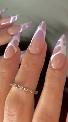 Long Almond Acrylic Nails Gold, Almond Nails Designs, Minimalist Nails, Chic Nails, Nail Arts, Purple Nails