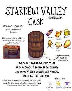 an advertisement for stardew valley cask