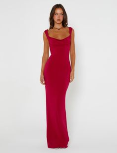 ZITA DRESS - RED : SALSA : DEEP RED | Tiger Mist Red Fromal Dress, Prom Dress Fuchsia, Redhead Dress Outfit, Floor Length Red Dress, Christmas Dance Dresses Long, Simple Long Dresses Formal, Red Dress Open Back, Sophisticated Prom Dress, Valentines Formal Dresses