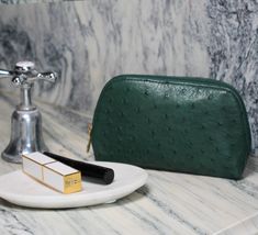 Discover our range of luxury leather cosmetic make-up bags, including our Ostrich Leather Cosmetic Case. Luxury shopping with fast next day delivery. Ostrich Leather