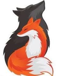 an orange and white fox sitting on top of a black and white background with the words,