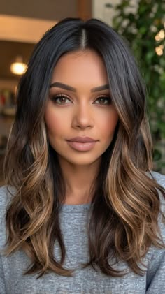 Style Your Look with Short Hair Highlights On Black Hair Lob Haircuts with Balayage 🍂 Partial Balayage Brunettes, Wavy Lob Haircut, Lob Haircut Layered, Short Hair Highlights, Seamless Hair Extensions, Black Hair With Highlights, Long Bob Haircuts, Lob Haircut, Brunette Balayage Hair