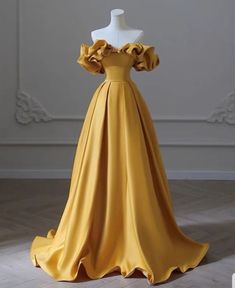 Prom Dresses Simple, Graduation Party Dresses, A Line Evening Dress, Yellow Satin, فستان سهرة, A Line Prom Dresses, Glam Dresses, Evening Party Dress, Party Dress Long