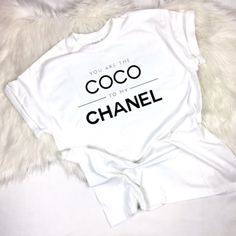 White Cotton T Shirt With Black Lettering, Relaxed Fit. Sleeves Are Standard And Can Be Rolled Up, Cute For Layering And Leggings. Motivational T Shirts, Boujee Shirts, Chanel Pin, Mommy Clothes, Chanel T Shirt, Chanel Pins, Brunch Outfits, Adidas Set, Tee Designs