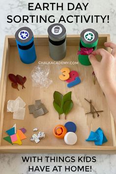 an earth day sorting activity for kids with things kids have at home to sort into