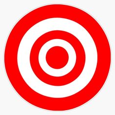 a red and white target sticker