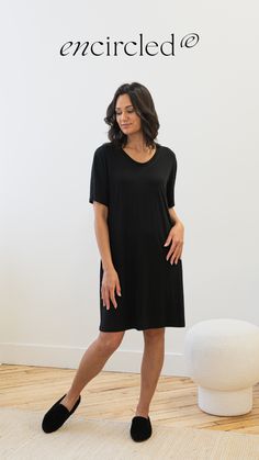 Say hello to your new wardrobe hero! With a scoop neckline, knee-length hem, and A-line fit for ultimate comfort, this breathable, thermo-regulating dress is perfect for lounging, sleeping, or running errands. It's eco-friendly and oh-so-stylish - you won't want to take it off! Comfy Lounge, Take It Off, Lounge Dress